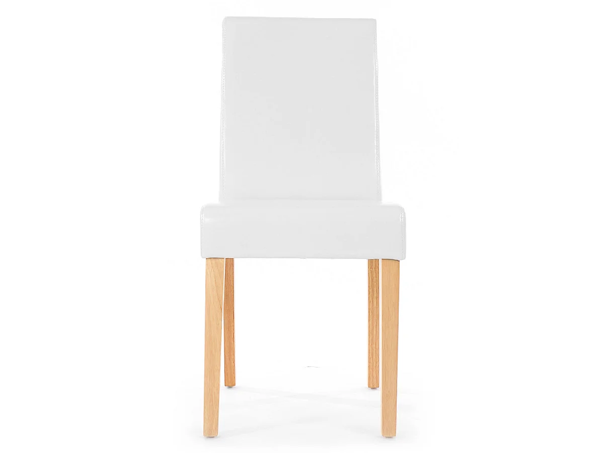 Lot de 6 chaises de salle à manger cuisine en synthétique blanc pieds en bois clair design moderne 04_0000715