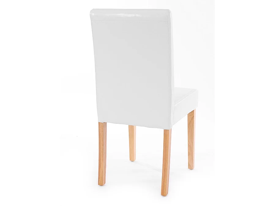 Lot de 6 chaises de salle à manger cuisine en synthétique blanc pieds en bois clair design moderne 04_0000715