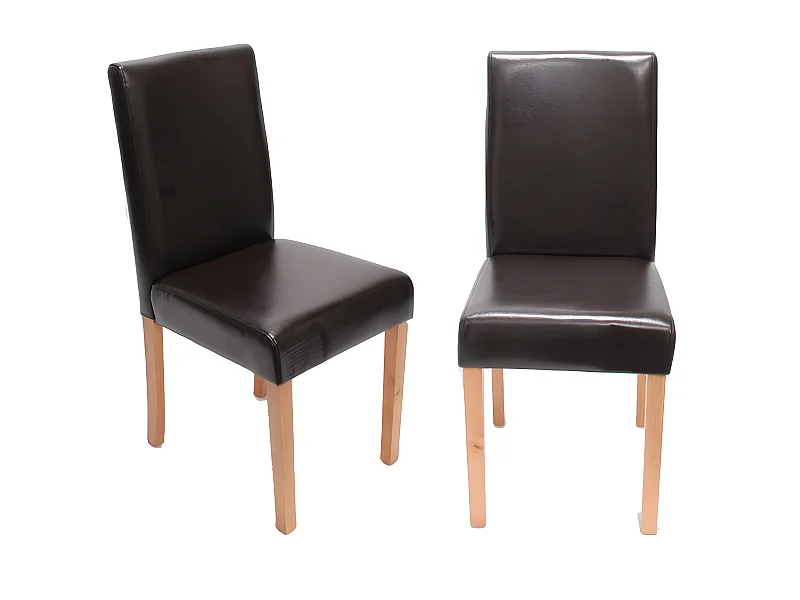 Lot de 2 chaises de salle à manger cuisine en synthétique marron pieds en bois clair design moderne 04_0001937