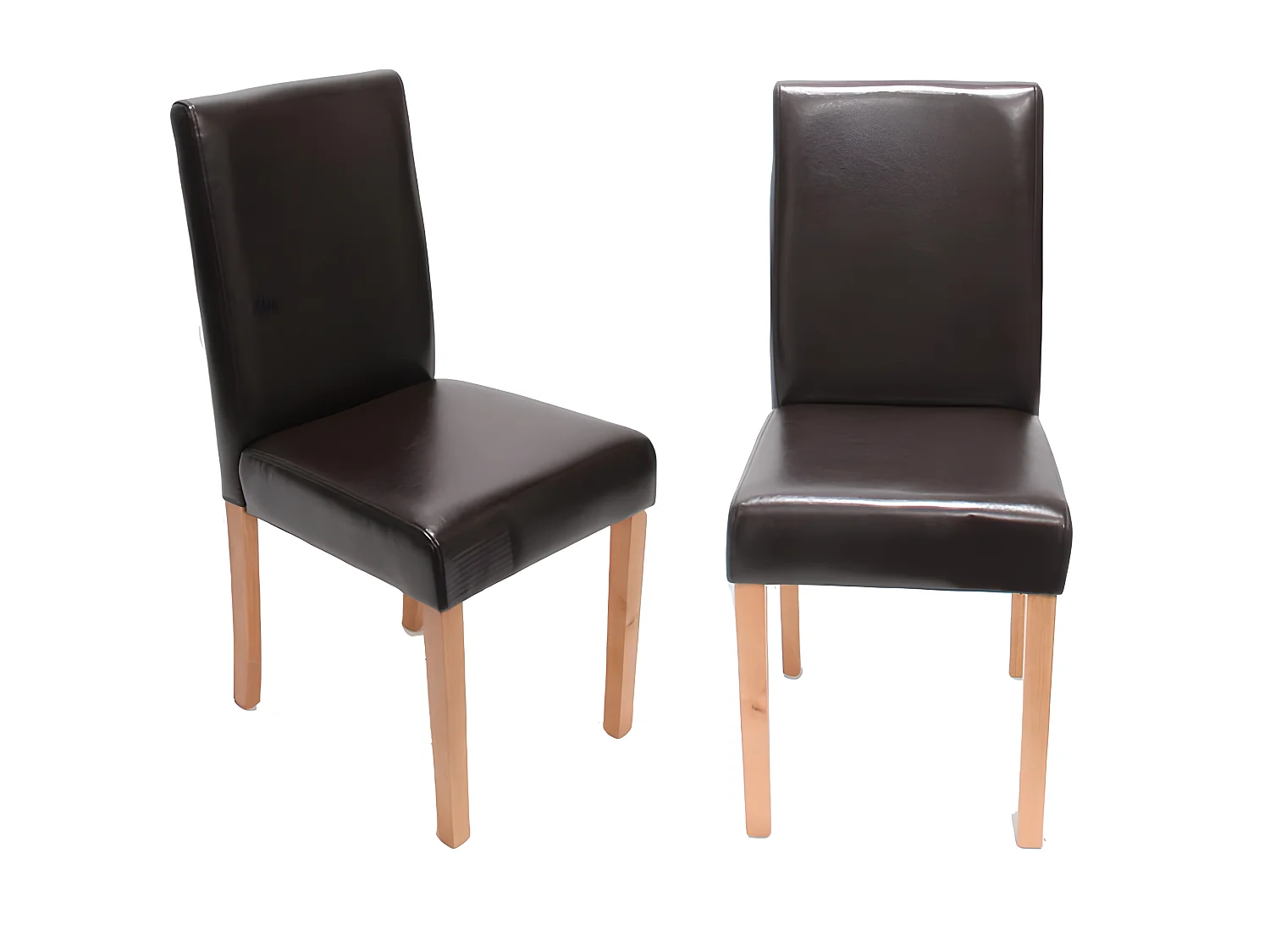 Lot de 2 chaises de salle à manger cuisine en synthétique marron pieds en bois clair design moderne 04_0001937
