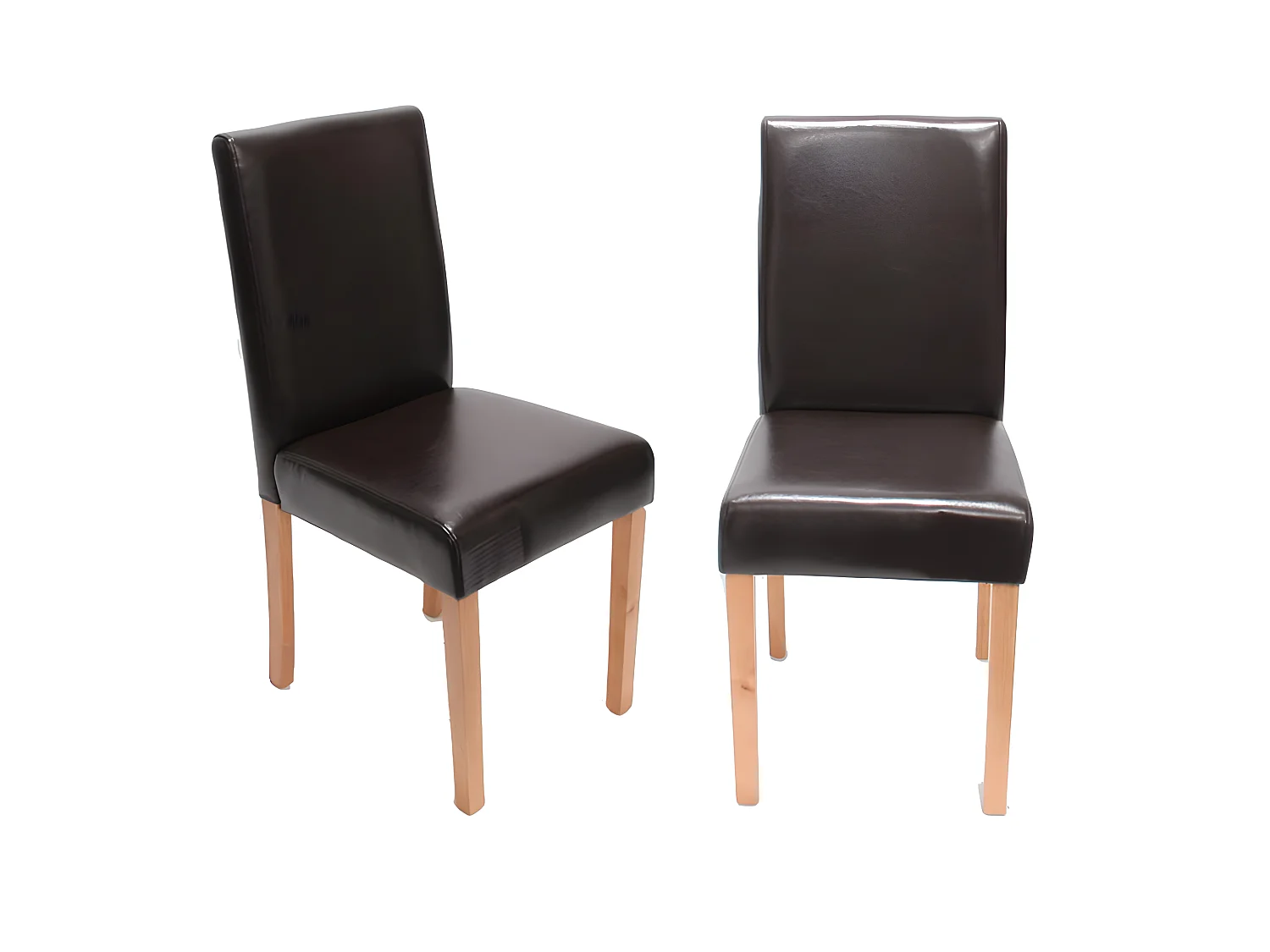 Lot de 2 chaises de salle à manger cuisine en synthétique marron pieds en bois clair design moderne 04_0001937
