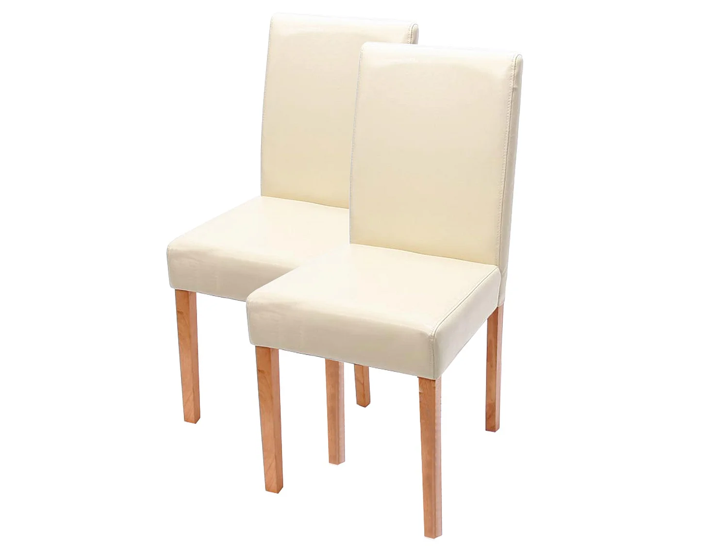 Lot de 2 chaises de salle à manger cuisine en synthétique crème pieds en bois clair design moderne 04_0000281