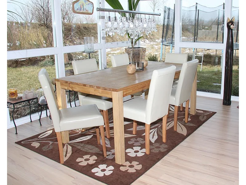 Lot de 2 chaises de salle à manger cuisine en synthétique crème pieds en bois clair design moderne 04_0000281