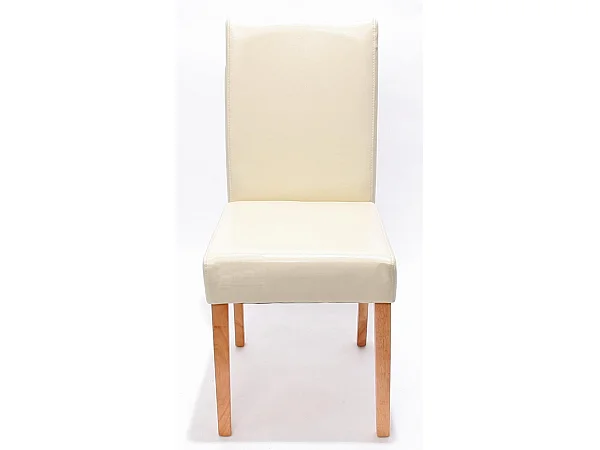 Lot de 2 chaises de salle à manger cuisine en synthétique crème pieds en bois clair design moderne 04_0000281