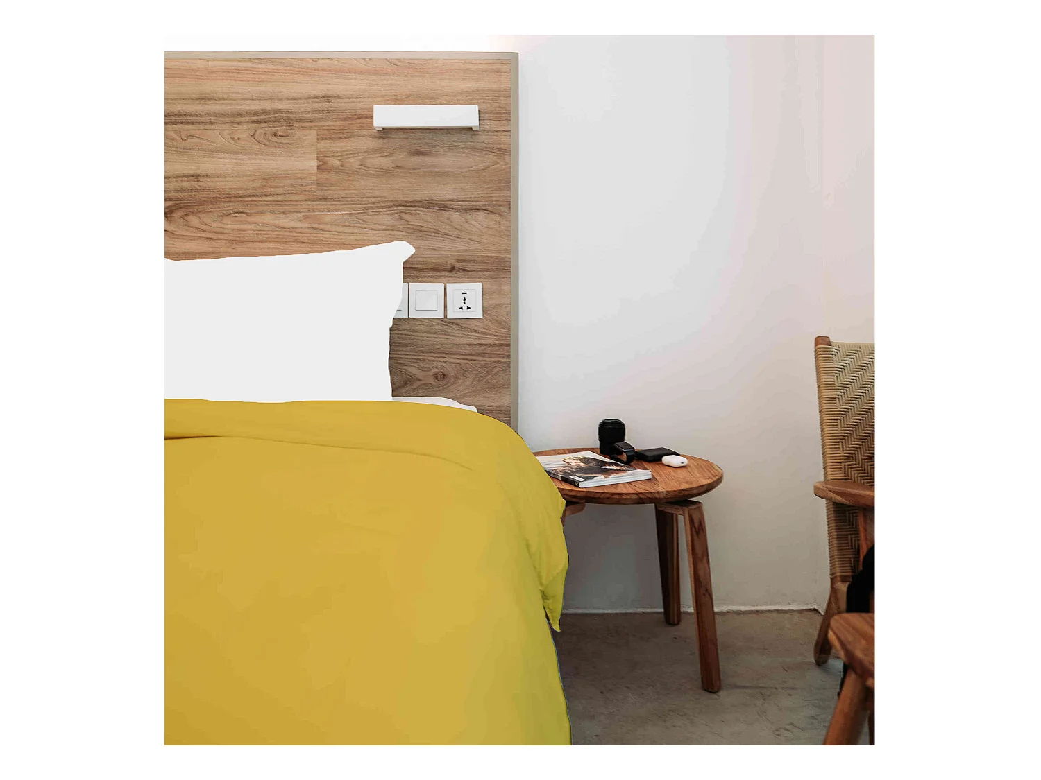 Housse de couette 100% coton moutarde 260x240 cm - Tradilinge