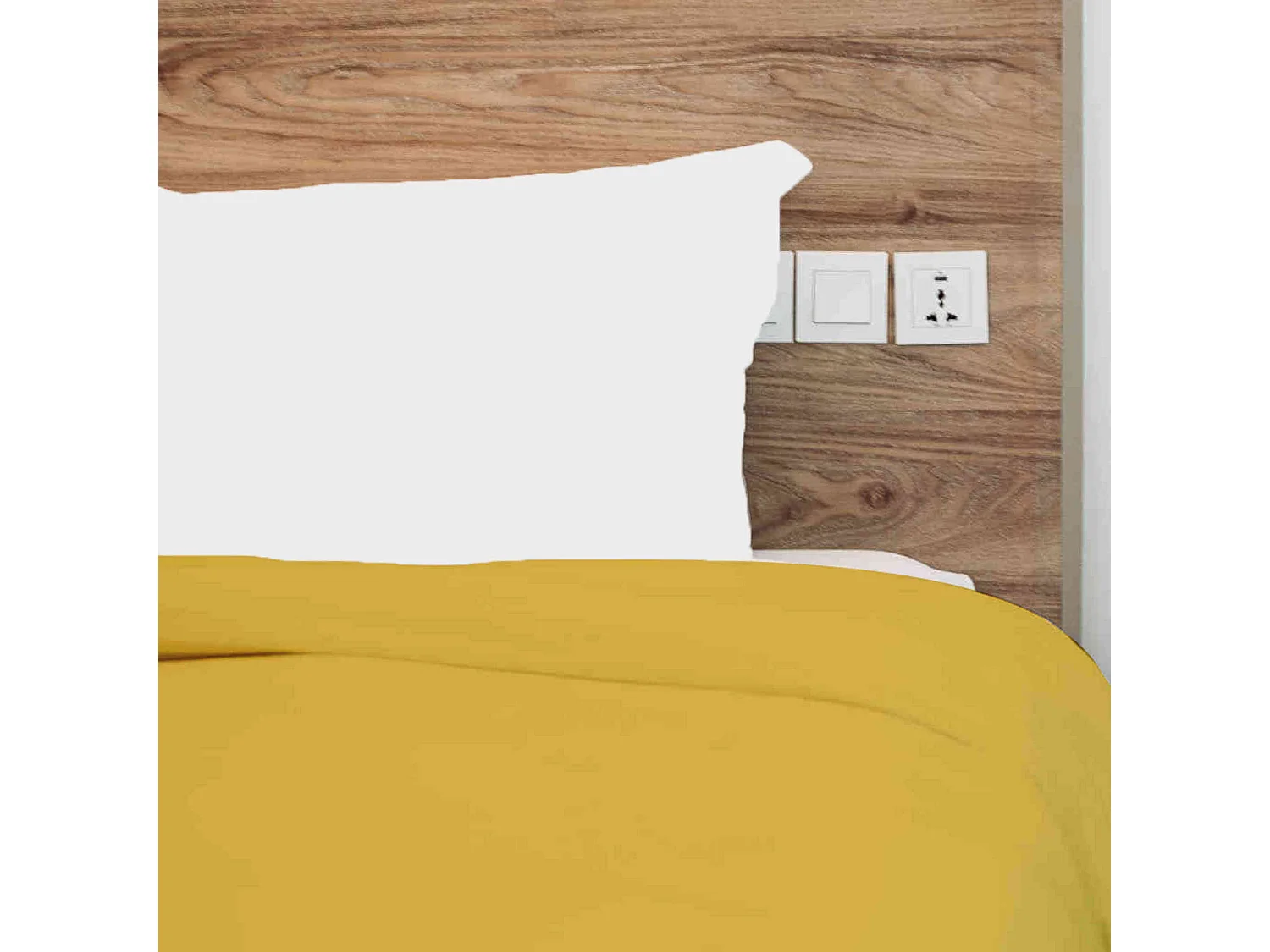 Housse de couette 100% coton moutarde 260x240 cm - Tradilinge