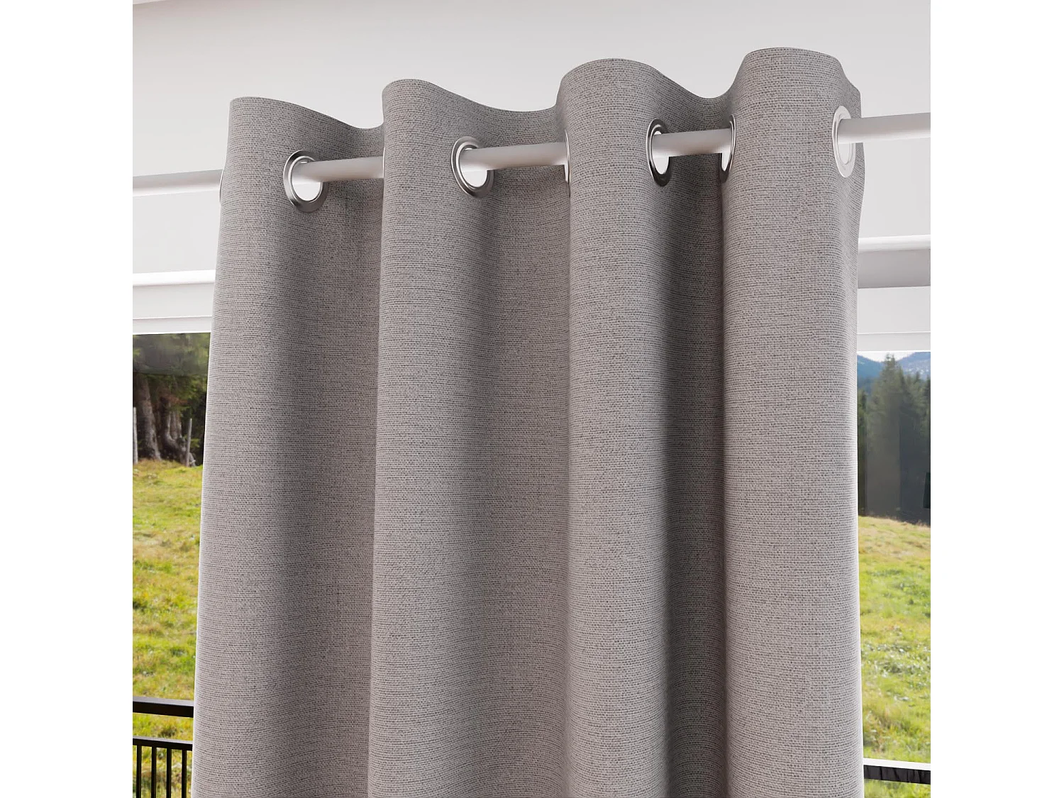 Rideau à oeillets 100% occultant 135x250 cm ECLIPSE gris, par Soleil d'Ocre