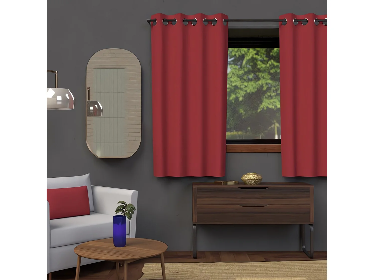 Cortina con ojales 135x180 cm BLACKOUT rojo