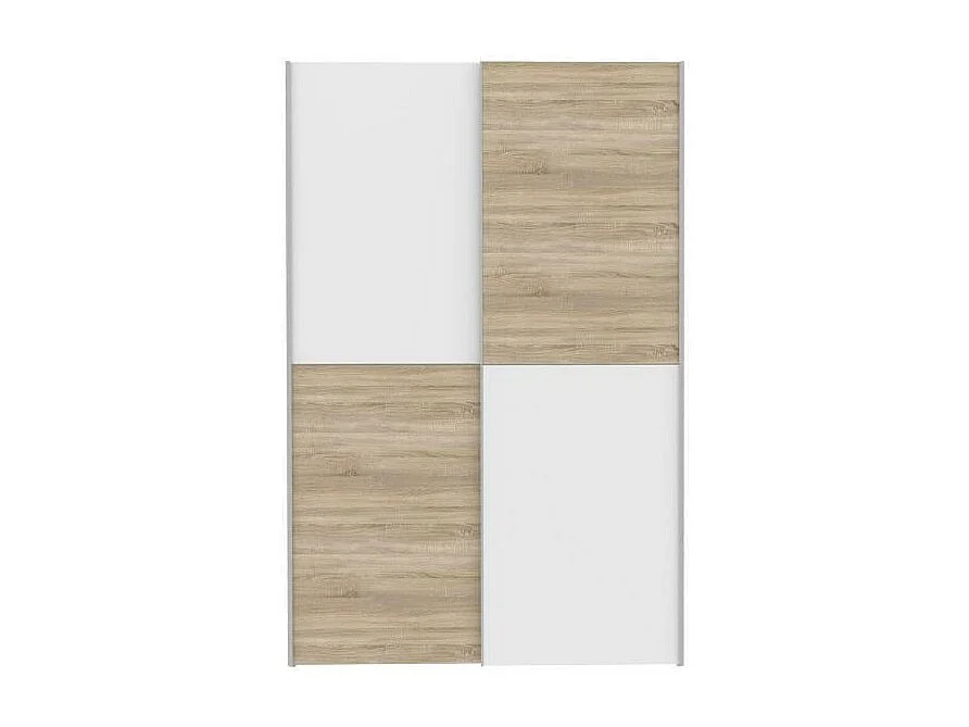 Armoire - Blanc mat et decor chene - 2 portes coulissantes - L 120 x P 61,2 x H 190,5 cm - OZZULA