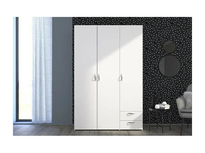 VARIASchrank – weiß – 3 Türen + 2 Schubladen – 120 x 185 x 51 cm