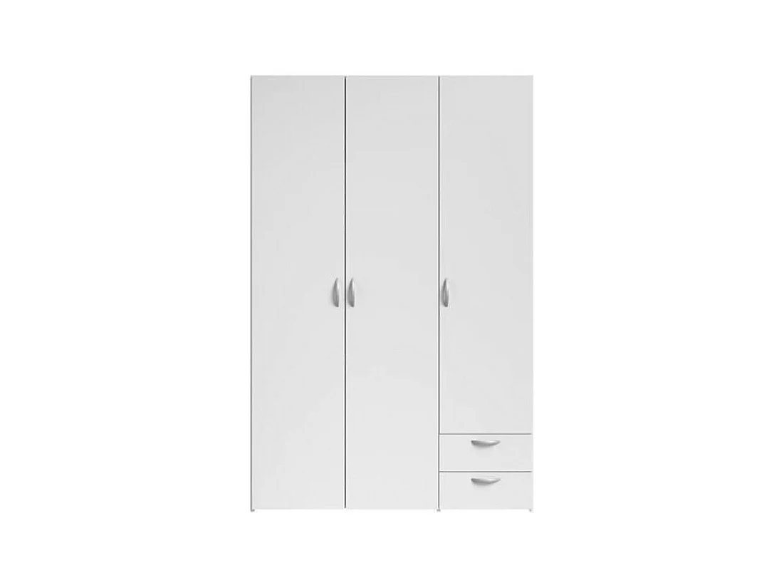 Armoire VARIA - Décor blanc - 3 portes + 2 tiroirs - L 120 x H 185 x P 51 cm - PARISOT