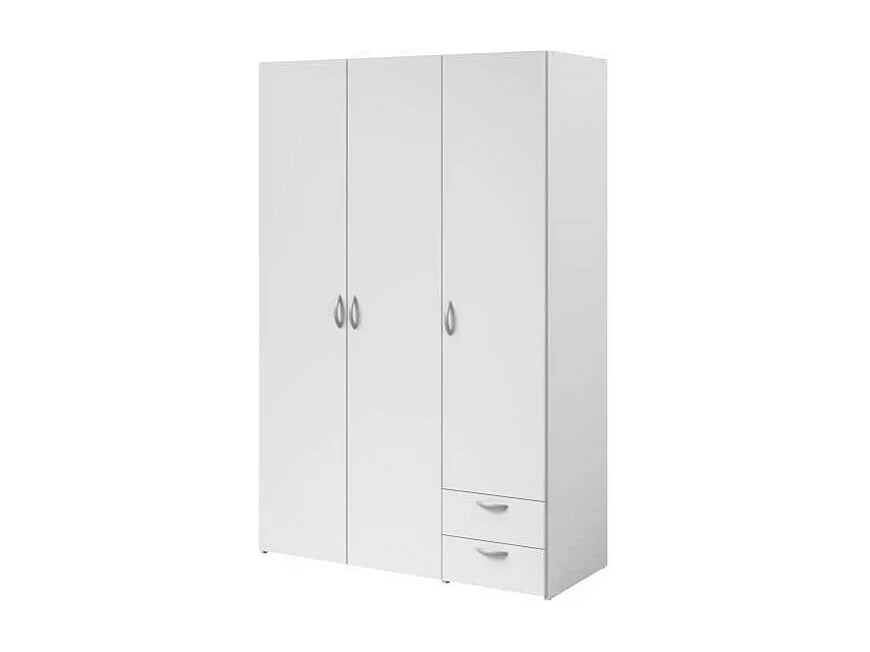 Armoire VARIA - Décor blanc - 3 portes + 2 tiroirs - L 120 x H 185 x P 51 cm - PARISOT