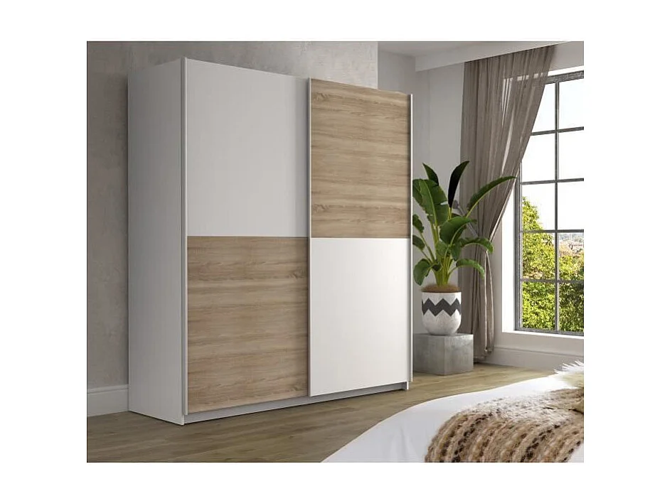 FINLANDEK Armoire de chambre ULOS style contemporain decor chene et blanc - L 170,3 cm