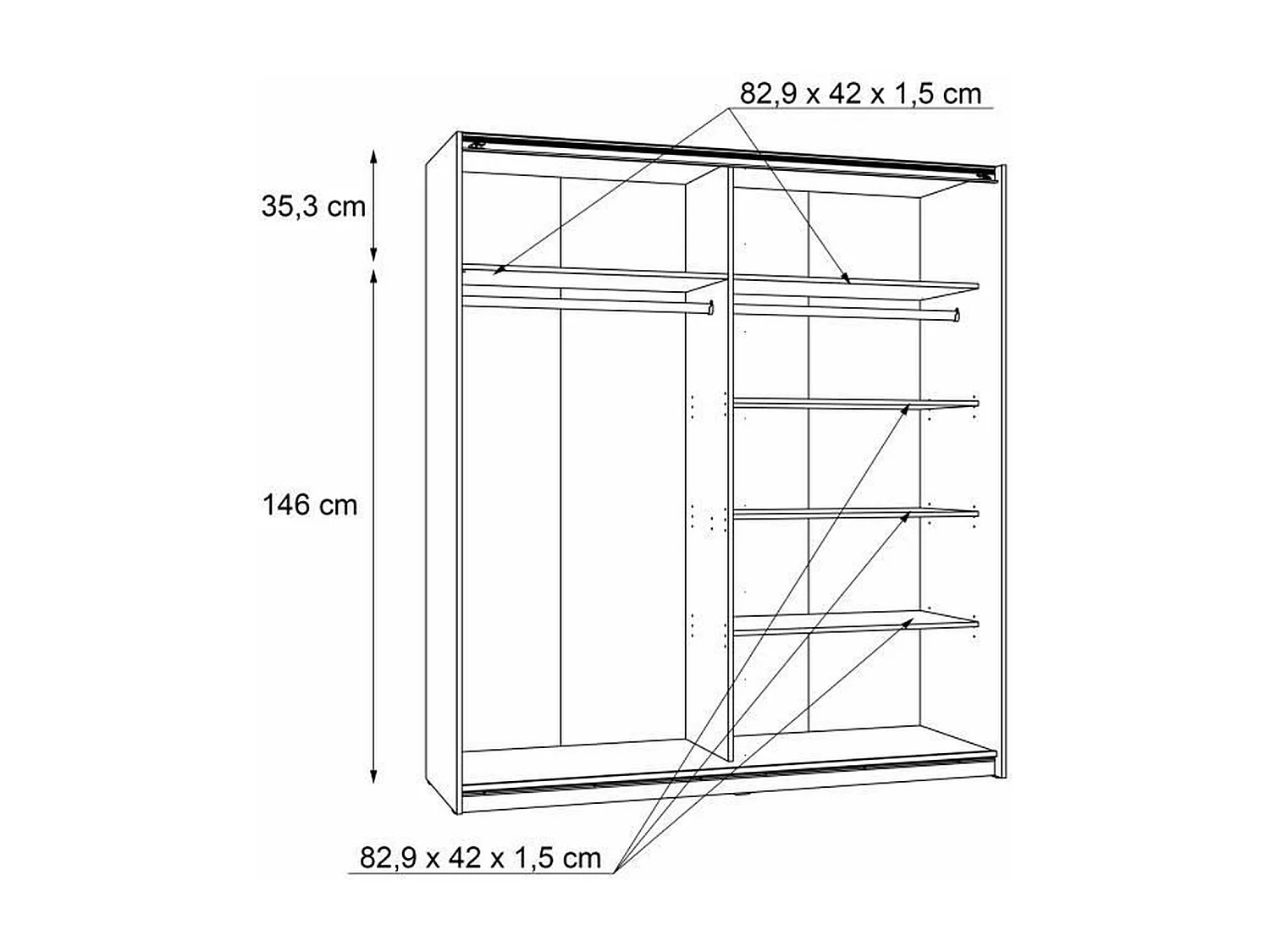 FINLANDEK Armoire de chambre ULOS style contemporain decor chene et blanc - L 170,3 cm