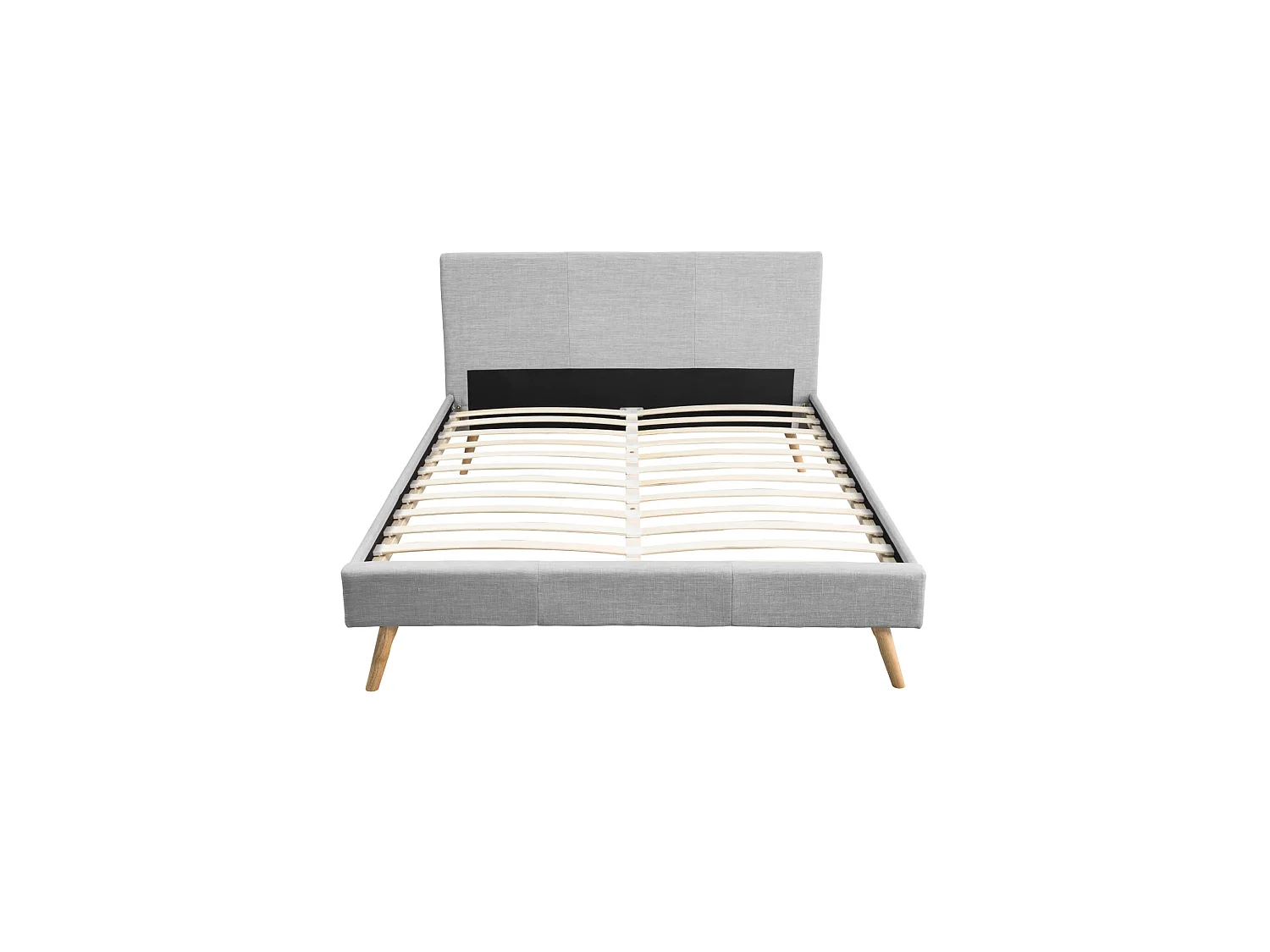 Lit en bois avec tête de lit tissu gris clair 160x200 - LT17020