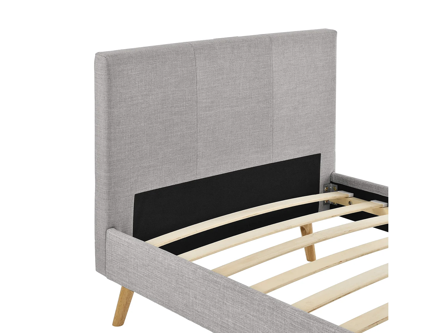 Lit en bois avec tête de lit tissu gris clair 160x200 - LT17020