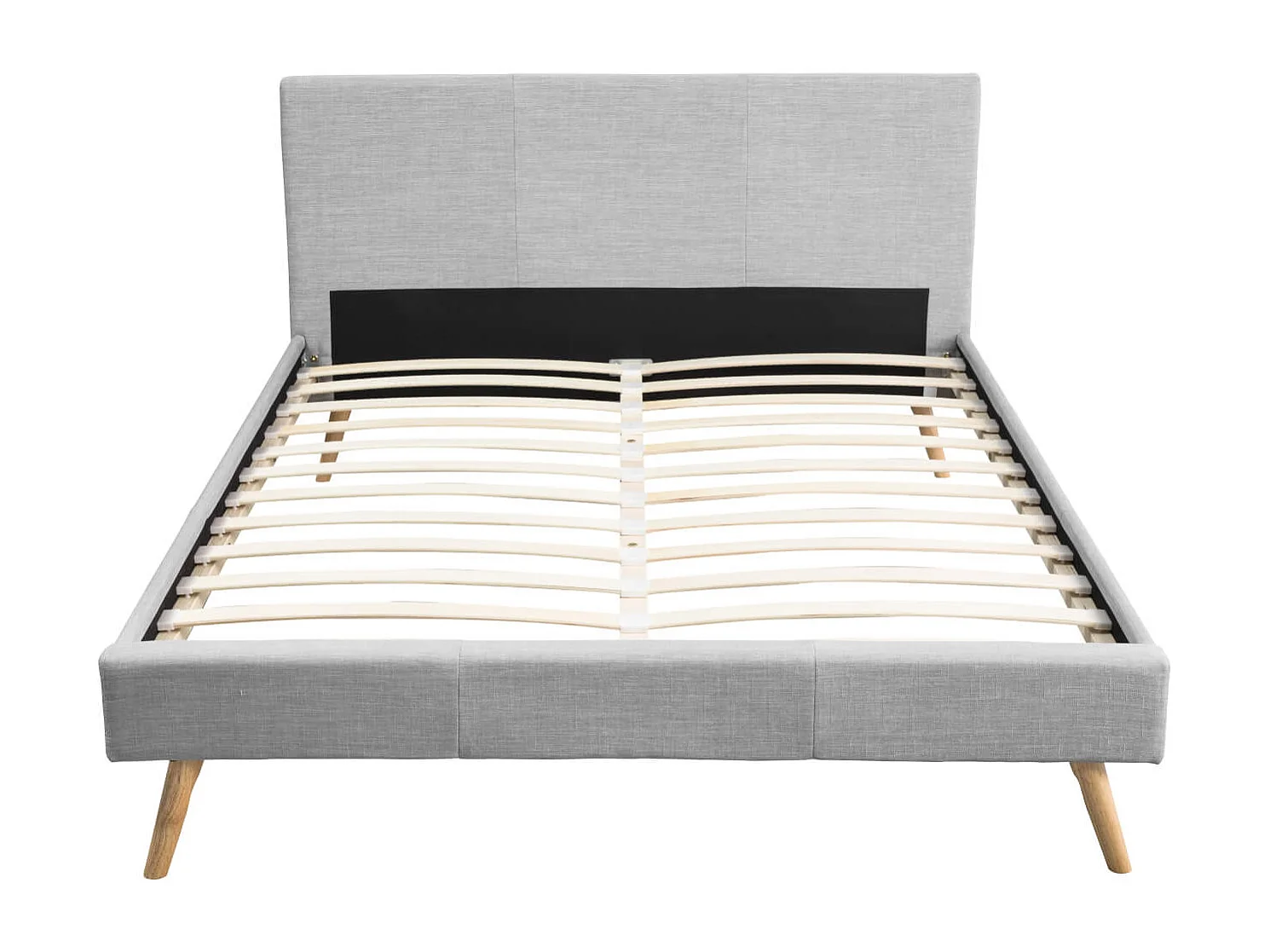 Lit en bois avec tête de lit tissu gris clair 160x200 - LT17020