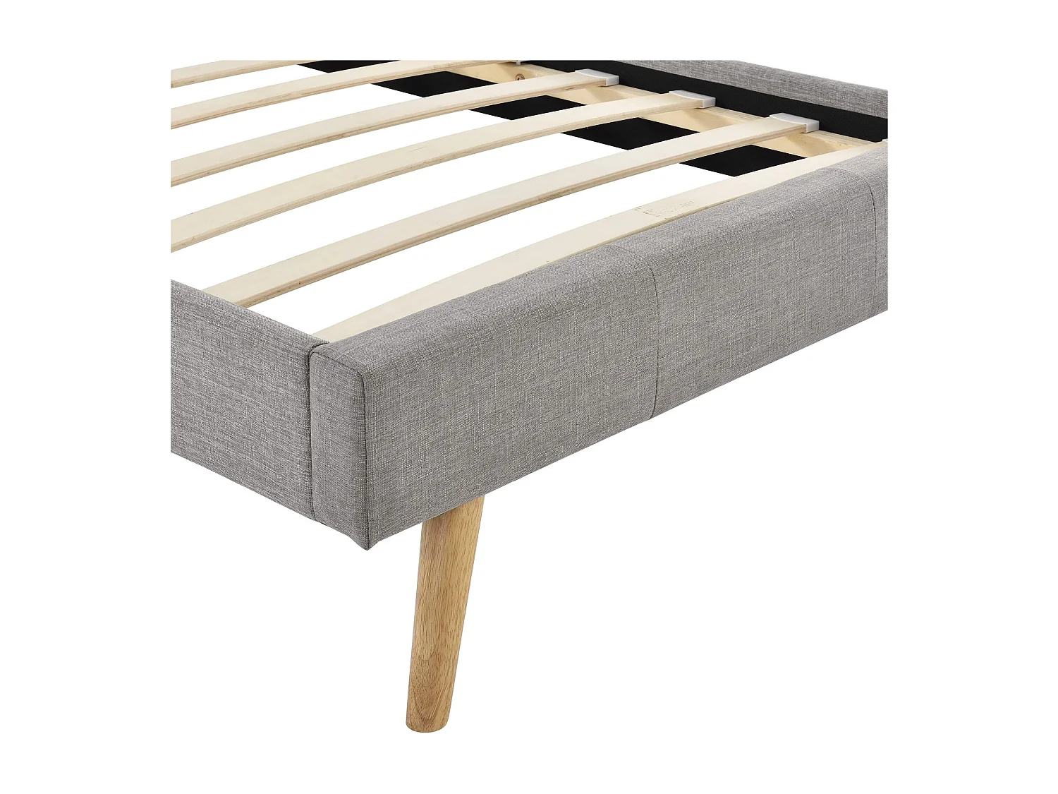 Lit en bois avec tête de lit tissu gris clair 160x200 - LT17020