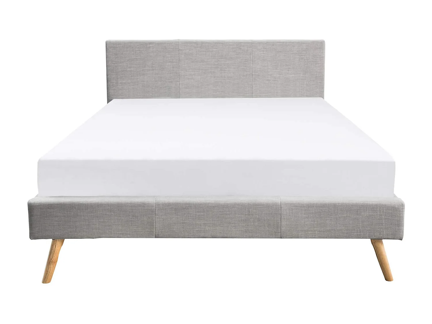 Lit en bois avec tête de lit tissu gris clair 160x200 - LT17020