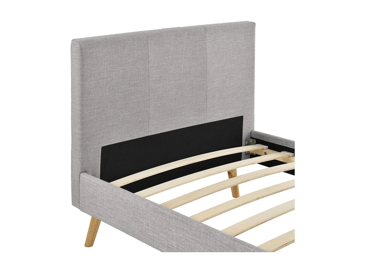 Lit en bois avec tête de lit tissu gris clair 160x200 - LT17020