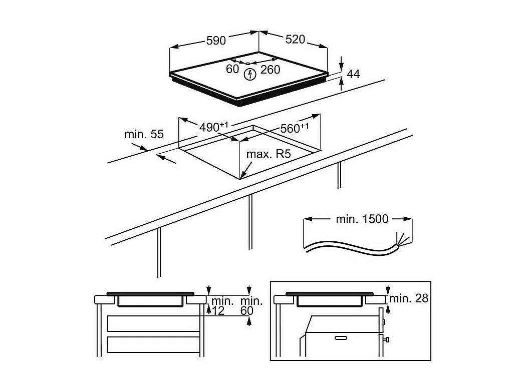 Plaque induction ELECTROLUX 11800W 59cm, EIS62443