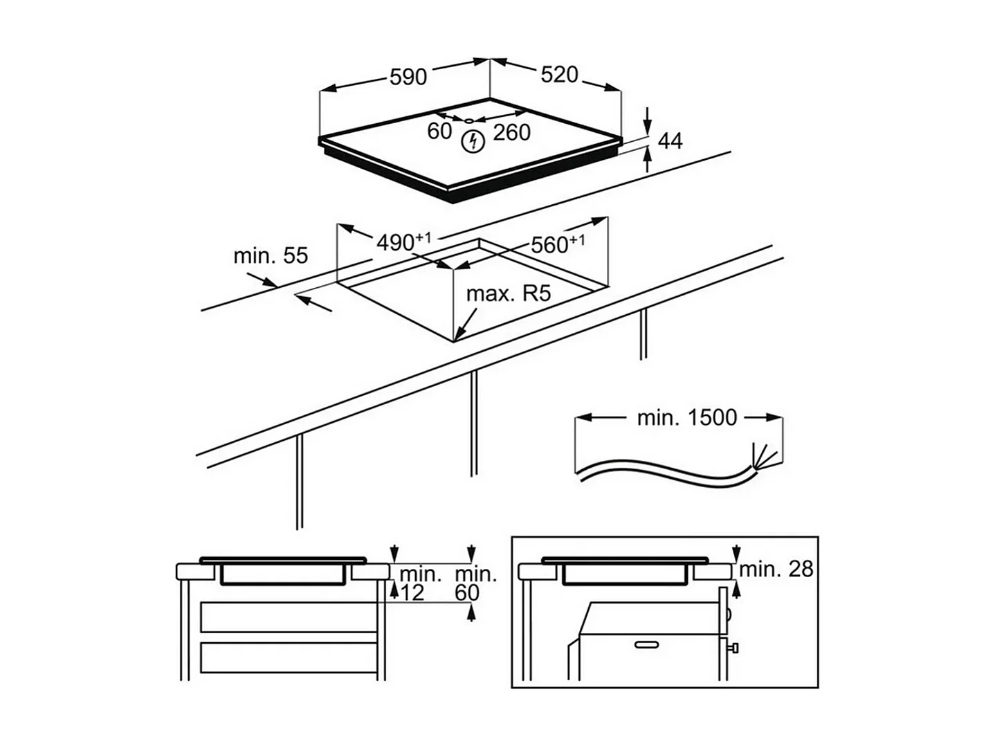 Plaque induction ELECTROLUX 11800W 59cm, EIS62443