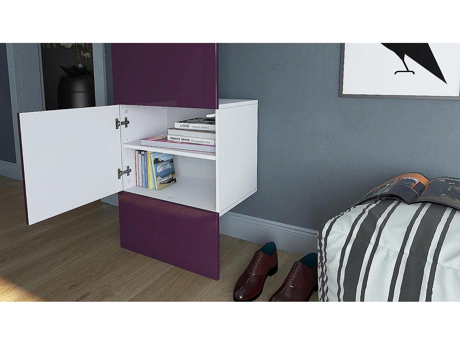 Porte manteaux blanc mat et mûre haute brillance  (LxHxP) : 52 x 193 x 35