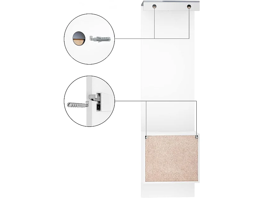 Porte manteaux blanc mat et mûre haute brillance  (LxHxP) : 52 x 193 x 35