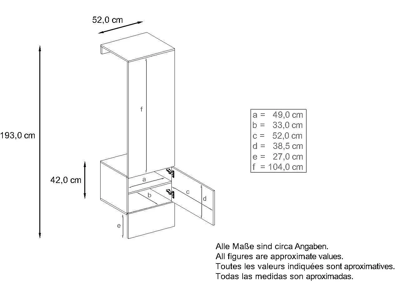 Porte manteaux blanc mat et mûre haute brillance  (LxHxP) : 52 x 193 x 35