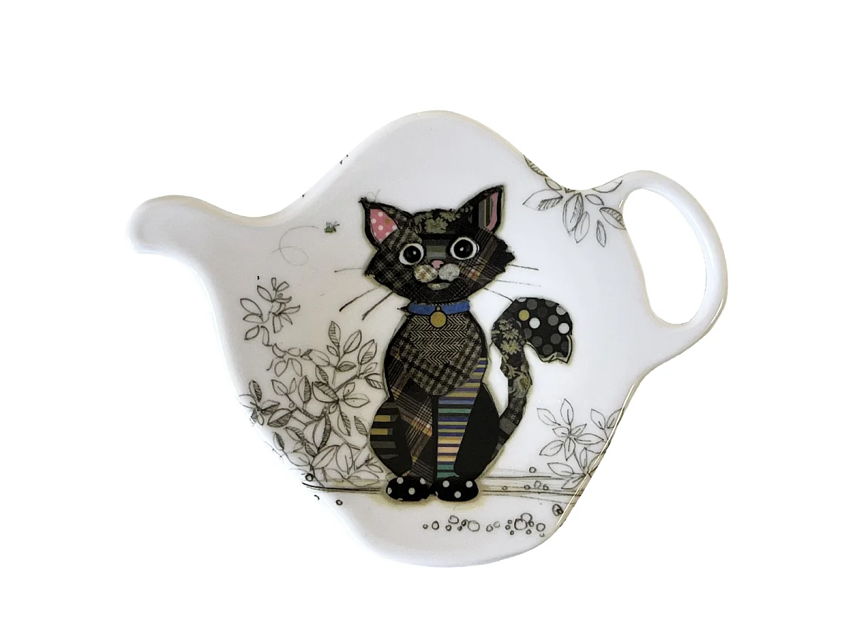 Soucoupe pour sachet de thé chat noir the kook