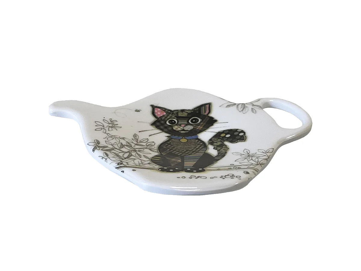 Soucoupe pour sachet de thé chat noir the kook