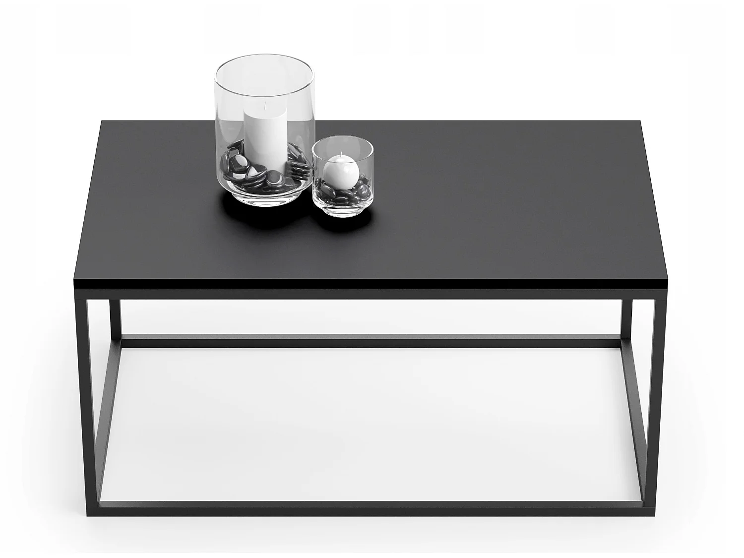 Table basse plateau noir 100 x 60 x 48
