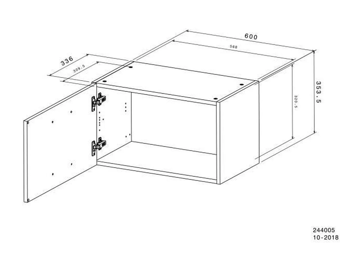 Meuble haut court 1 porte - Blanc - 60 x 36 x Hauteur 35 cm