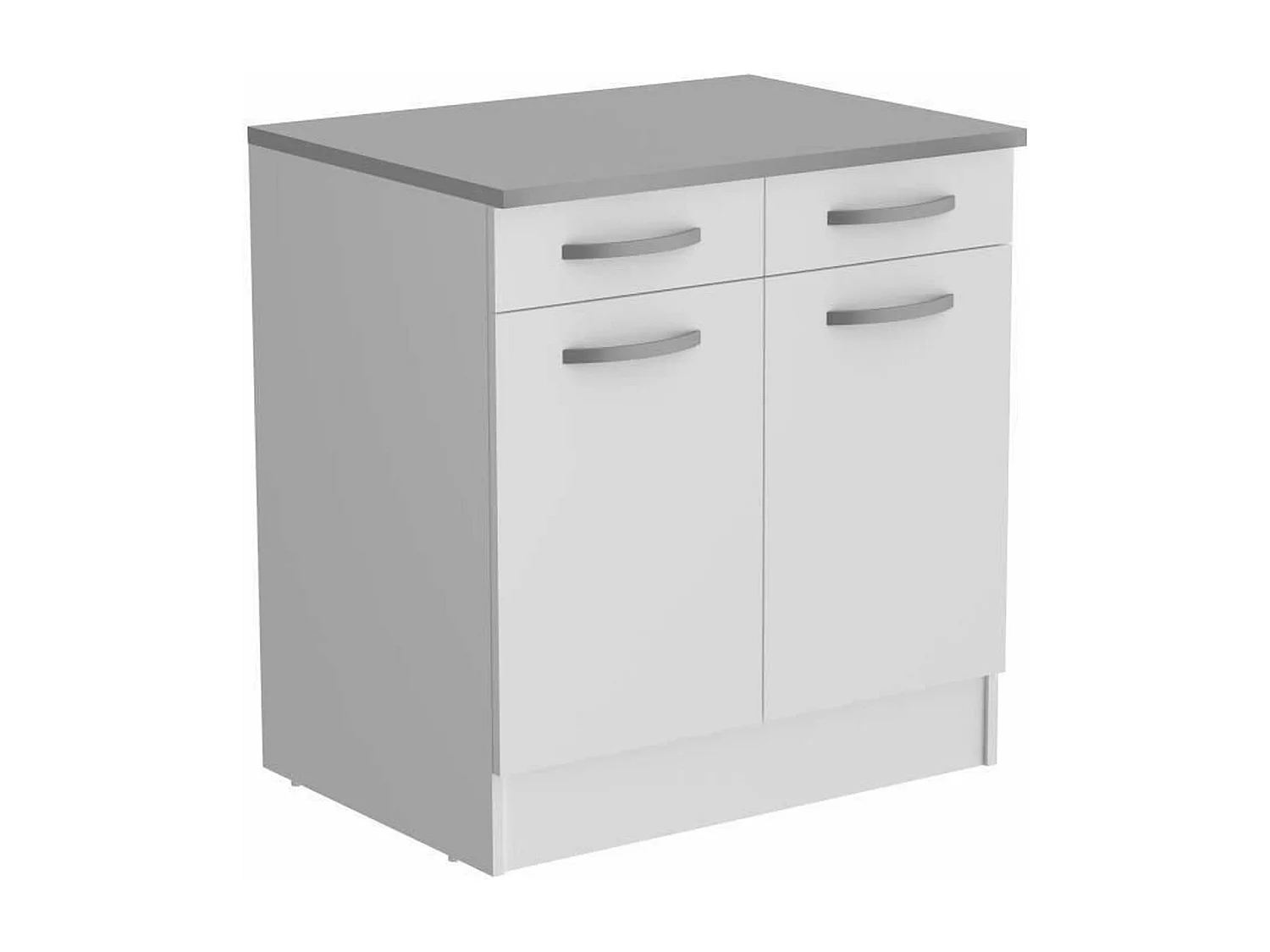 Meuble Bas blanc 2 portes + 2 tiroirs 80 x 60 x Hauteur 86 cm