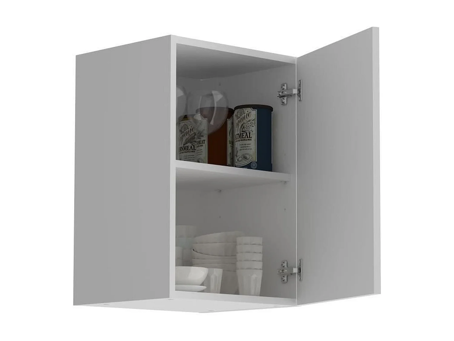 Meuble haut 1 porte + tablette - Décor blanc mat - 40 x 36 x Hauteur 58 cm