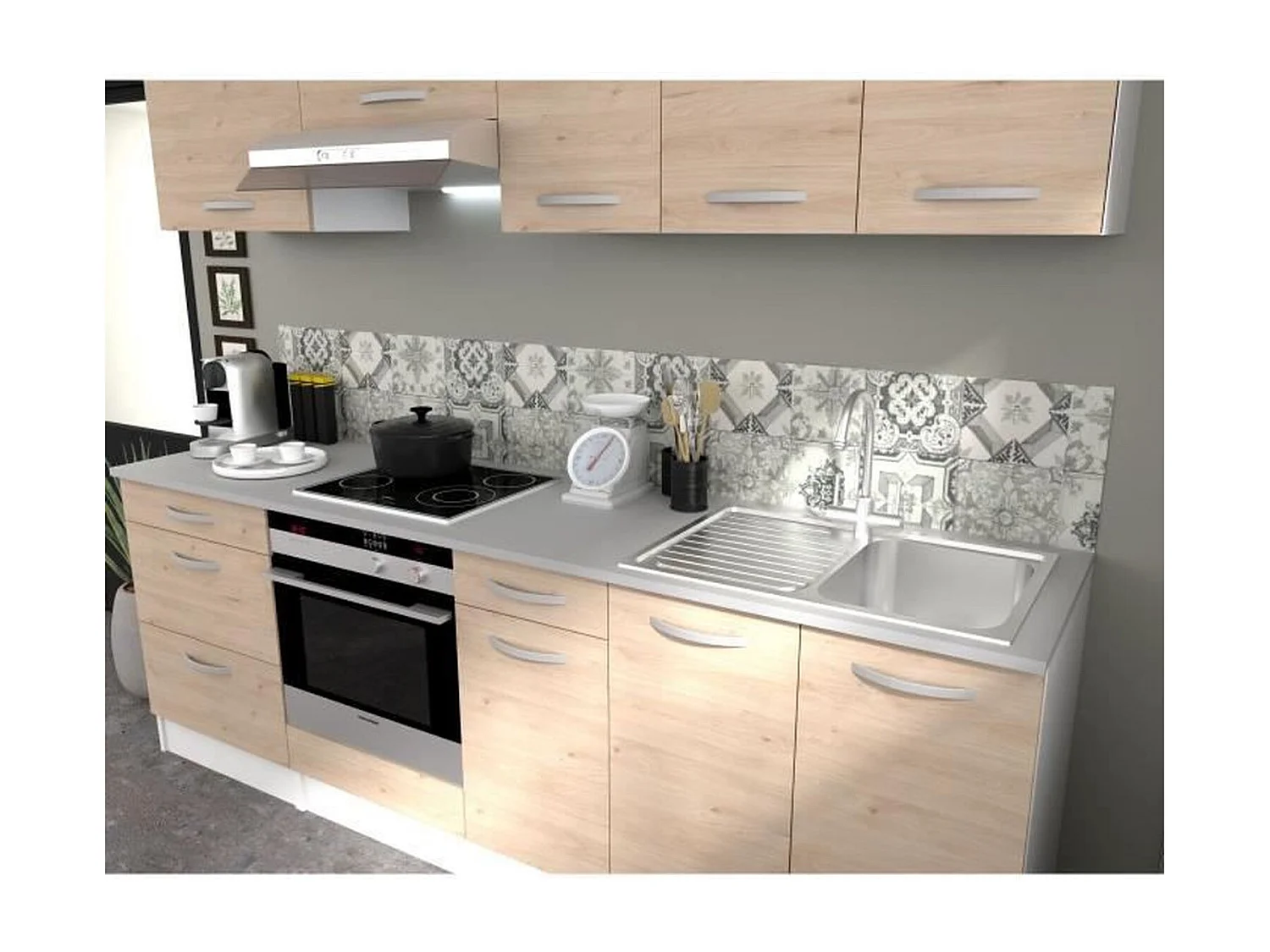 Meuble haut 1 porte - Décor chêne Jackson - 60 x 36 x Hauteur 58 cm