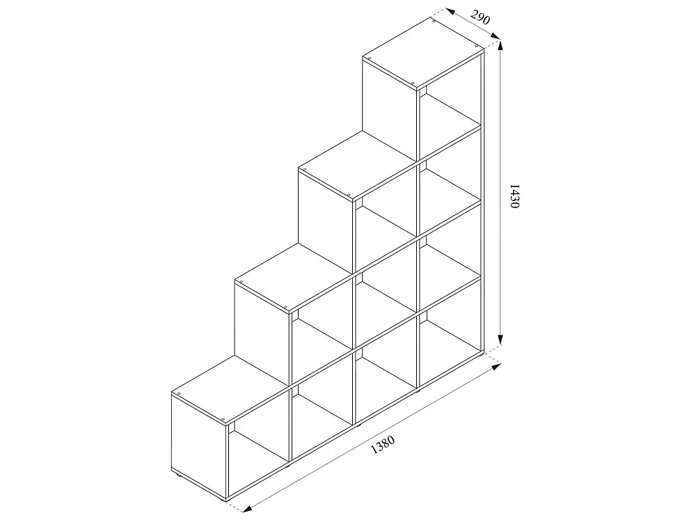 Etagère Escalier 10 Cases En Noir 143 X 138 X 29 Cm (lxhxp)