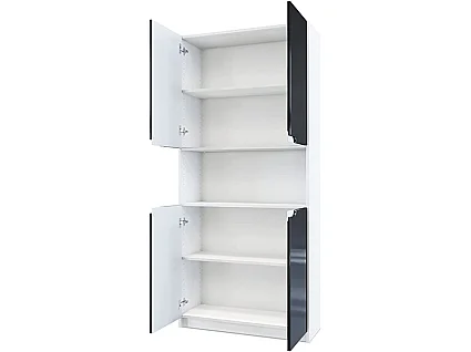 Armoire de rangement avec 5 compartiments et 4 portes, blanc mat/bordeaux haute brillance (82 x 184 x 37 cm)