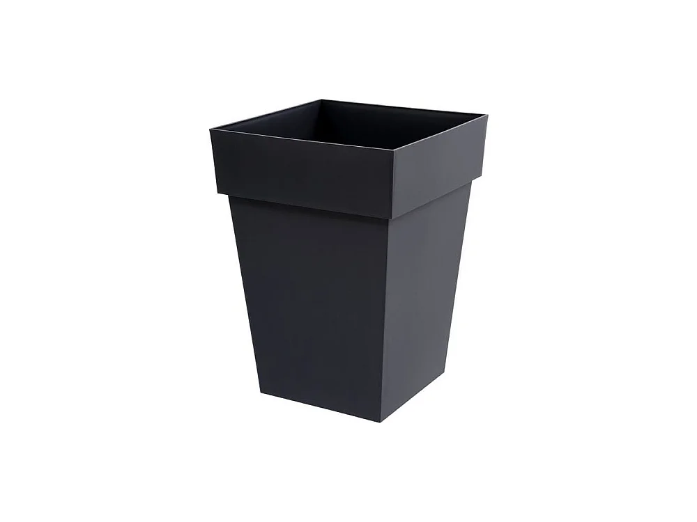 EDA Pot de fleur mi-haut carré Toscane - 39 x 39 x H 53 cm - 51 L - Gris anthracite