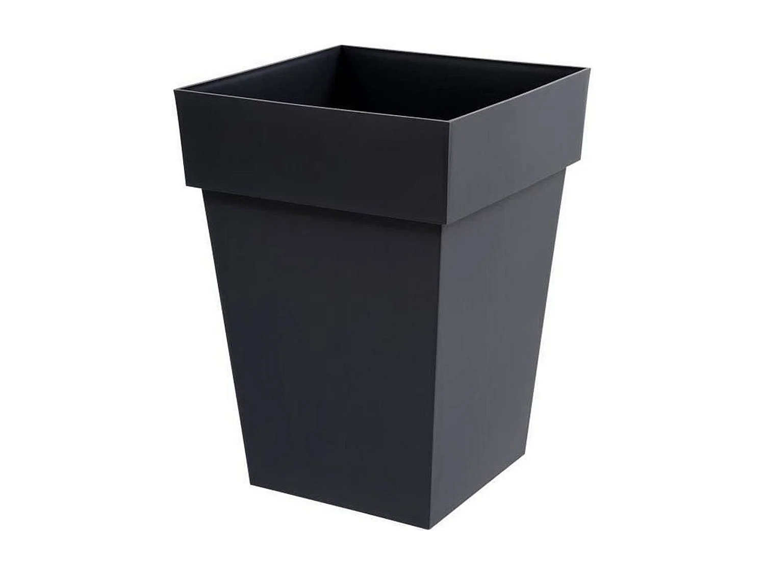 EDA Pot de fleur mi-haut carré Toscane - 39 x 39 x H 53 cm - 51 L - Gris anthracite