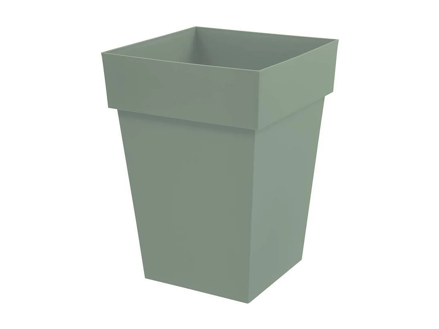 Pot de fleur mi-haut carré Toscane - 39 x 39 x H 53 cm - 51 L - Vert laurier