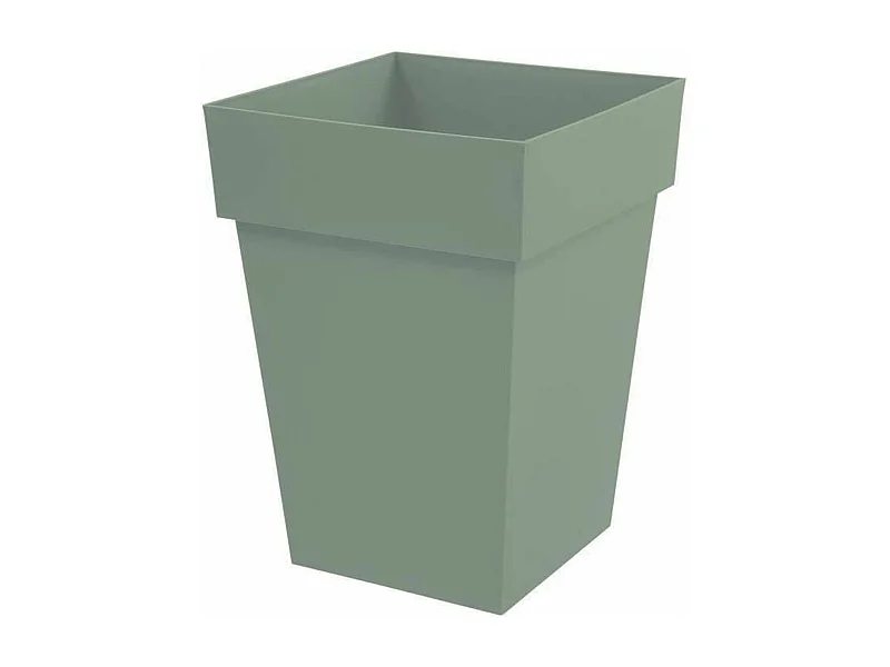 Pot de fleur mi-haut carré Toscane - 39 x 39 x H 53 cm - 51 L - Vert laurier