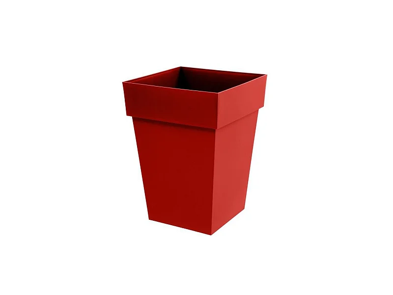 EDA Pot de fleur mi-haut carré Toscane - 39 x 39 x H 53 cm - 51 L - Rouge rubis