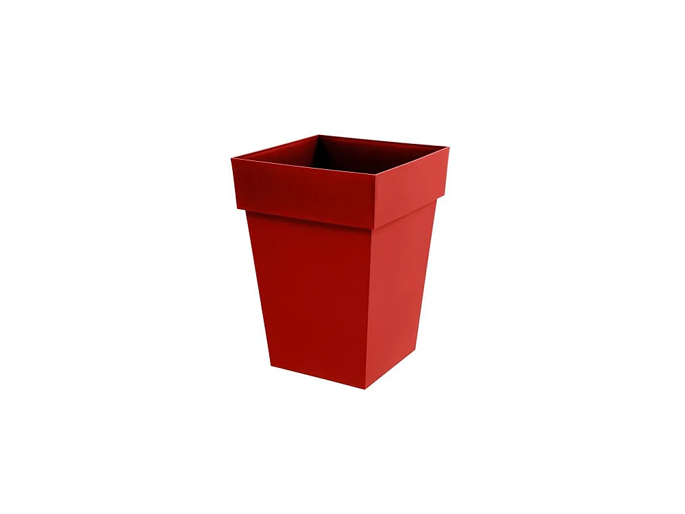 EDA Pot de fleur mi-haut carré Toscane - 39 x 39 x H 53 cm - 51 L - Rouge rubis