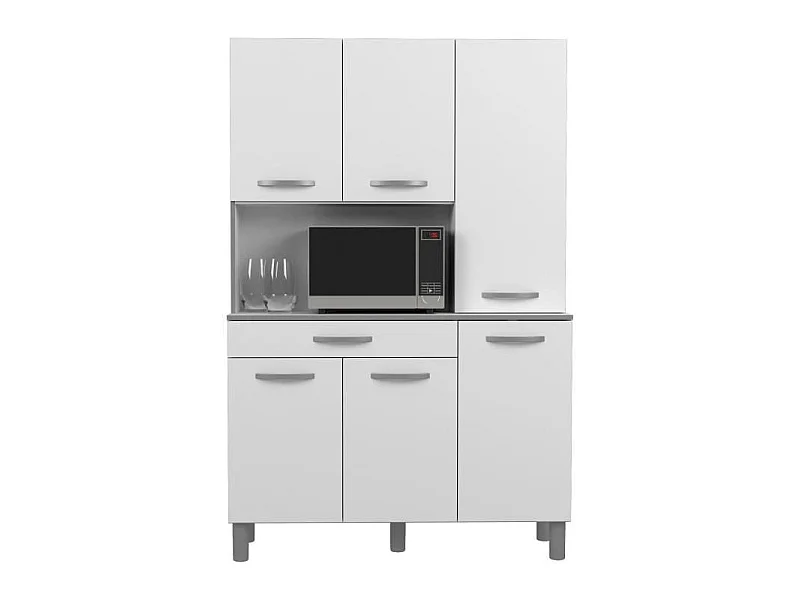 OSLO Buffet de 120 cm - 1 Tiroir et 6 Portes - L 120 x P 40 x H 185 cm - Coloris Blanc
