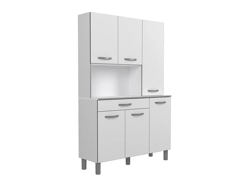 OSLO Buffet de 120 cm - 1 Tiroir et 6 Portes - L 120 x P 40 x H 185 cm - Coloris Blanc