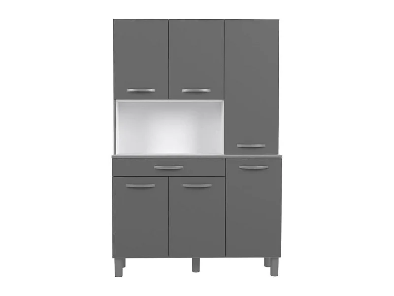 OSLO Buffet de 120 cm - 1 Tiroir et 6 Portes - L 120 x P 40 x H 185 cm - Coloris Gris brillant -
