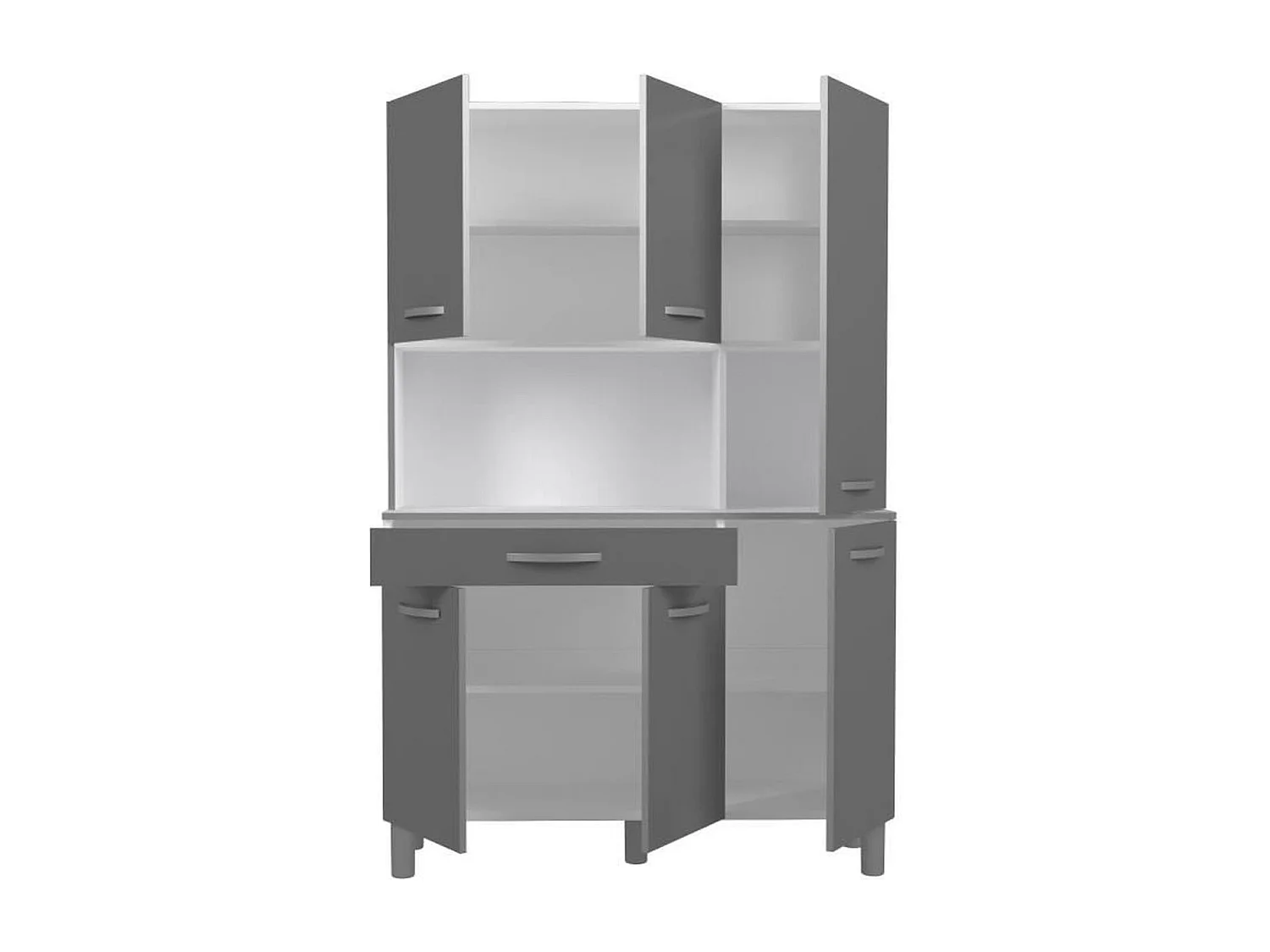 Buffet 120 cm EKIPA OSLO 1 tiroir 6 portes 1 niche - Gris brillant