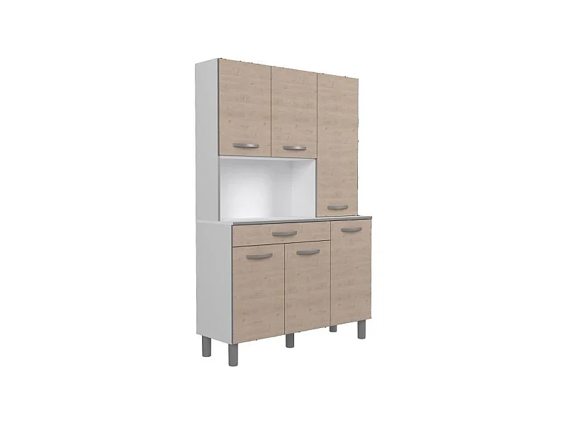 OSLO Buffet de 120 cm - 1 Tiroir et 6 Portes - L 120 x P 40 x H 185 cm - Coloris Chene