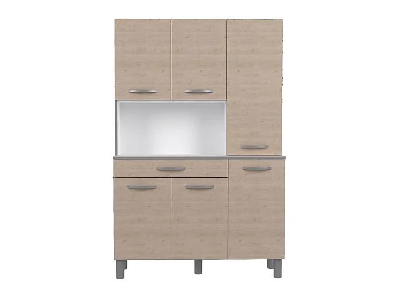 OSLO Buffet de 120 cm - 1 Tiroir et 6 Portes - L 120 x P 40 x H 185 cm - Coloris Chene